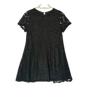 FAVOLOOK Black Lace Mini Dress Size S